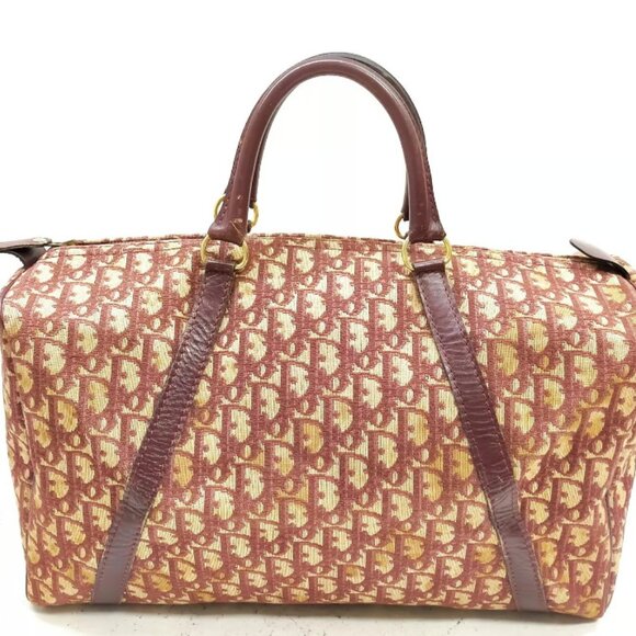 AUTHENTIC CHRISTIAN DIOR BORDEAUX CANVAS HANDBAG - Picture 1 of 12